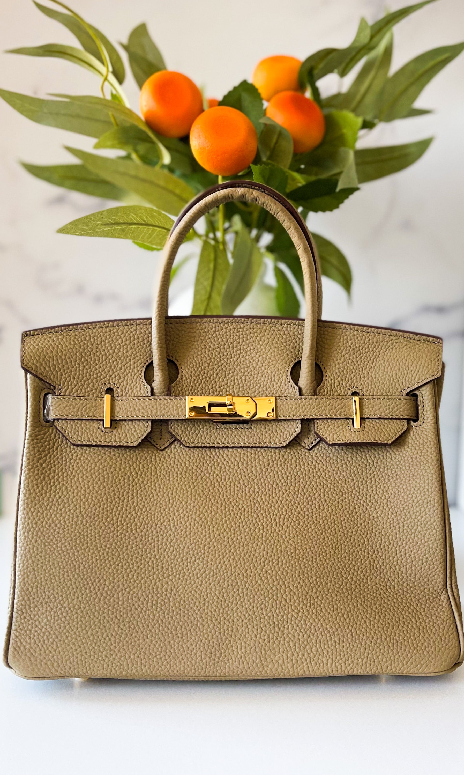 Hermes Birkin bag 30 Bronze dore Togo leather Gold hardware for